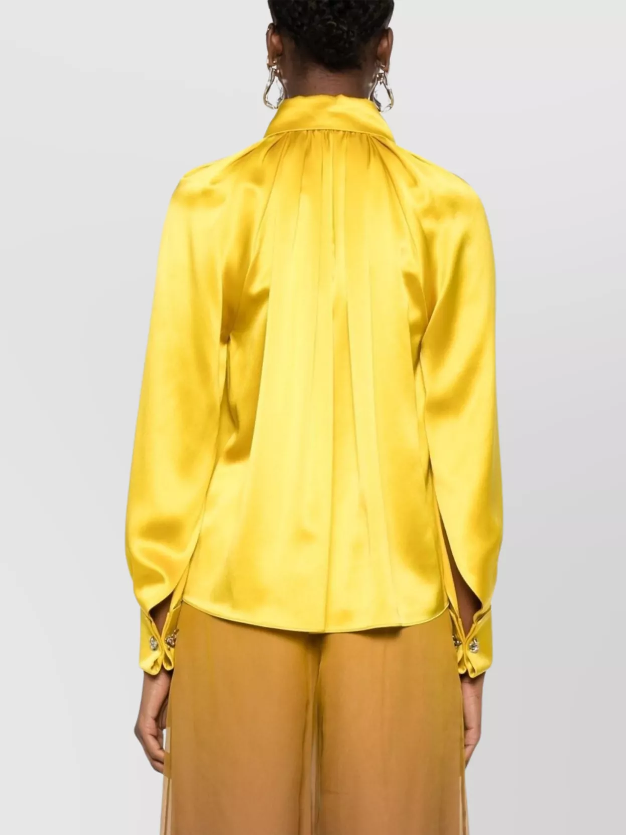 Max Mara Pleated Long Sleeve Shirt With Pointed Collar