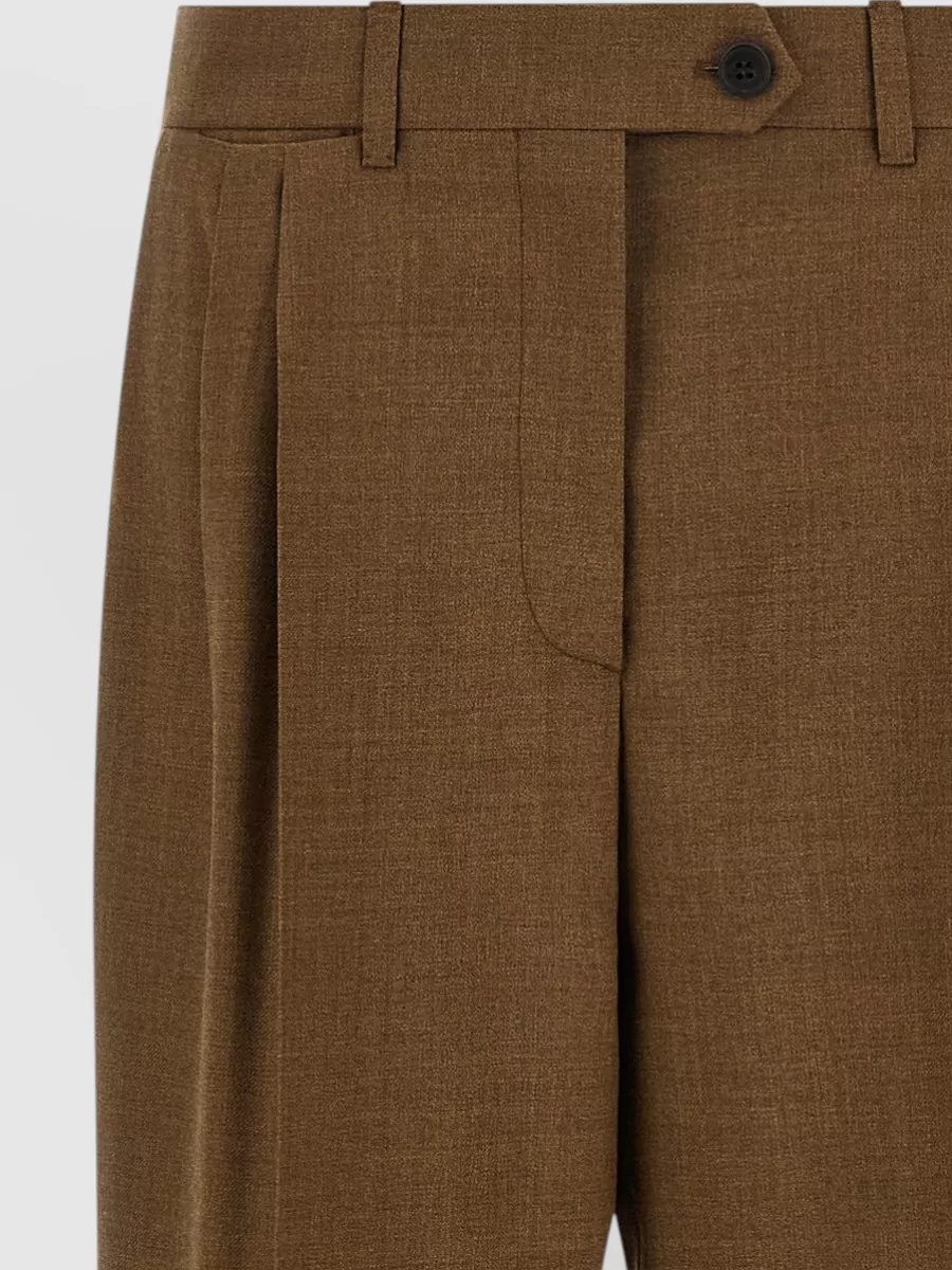 Prada High-Rise Wide-Leg Wool Tailored Trousers