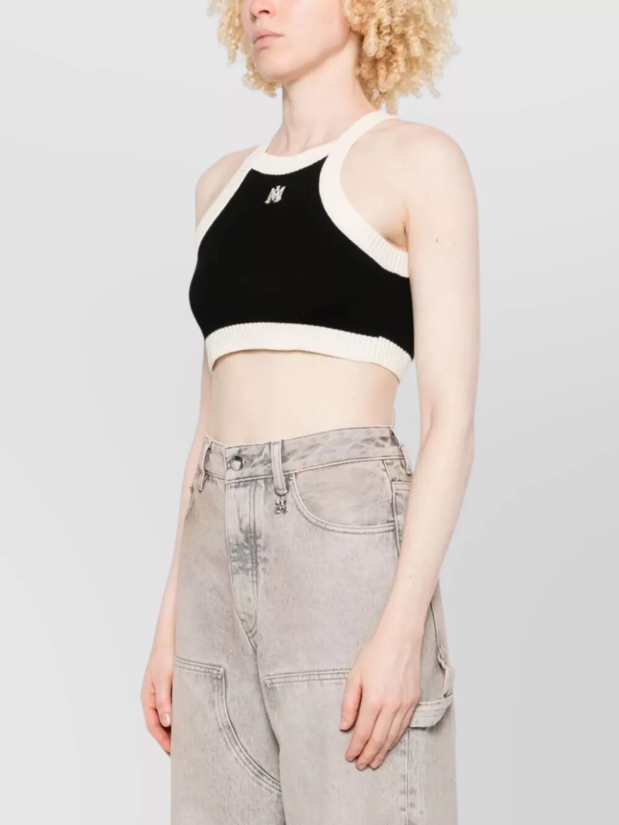 Amiri Cropped Tank Top Embroidered Logo In Multi