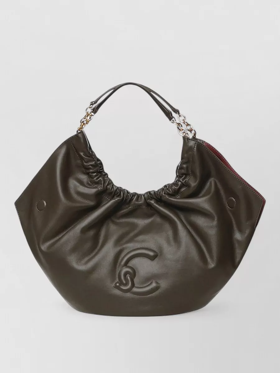 Coccinelle calf leather ruched tote bag