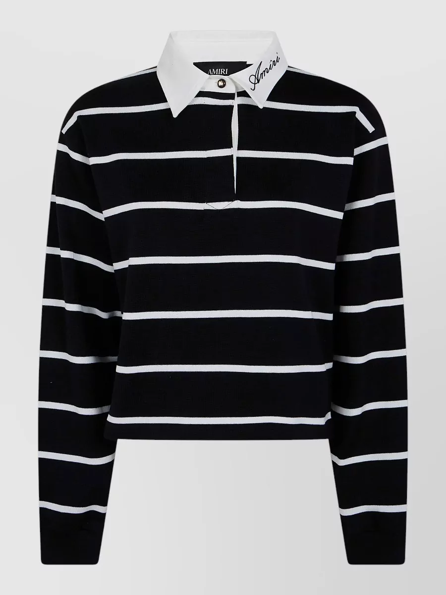Amiri Striped cropped long sleeve polo shirt