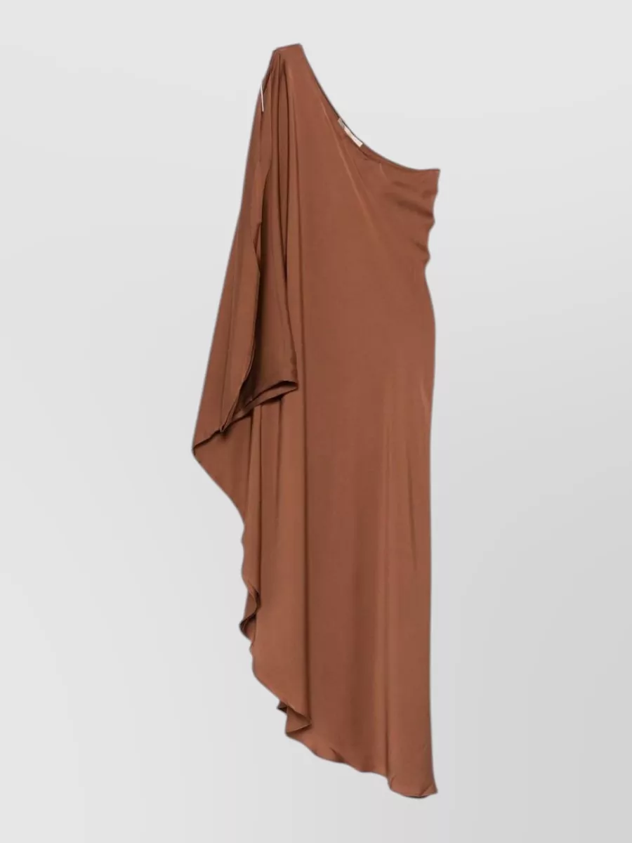 Silk95five Ritz Asymmetric One Shoulder Midi Dress