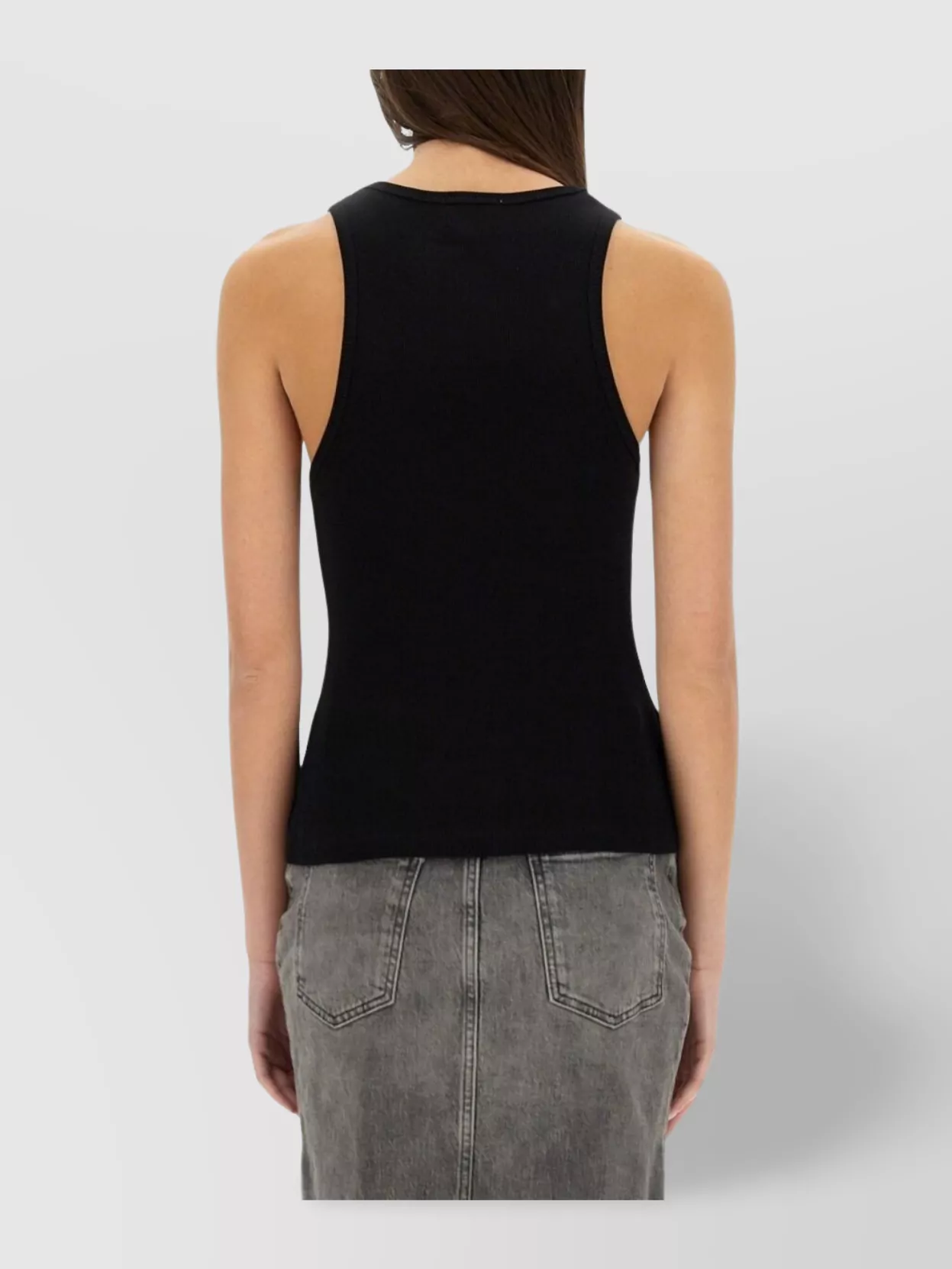 Moschino Logo Sleeveless Racerback Scoop Neck Top