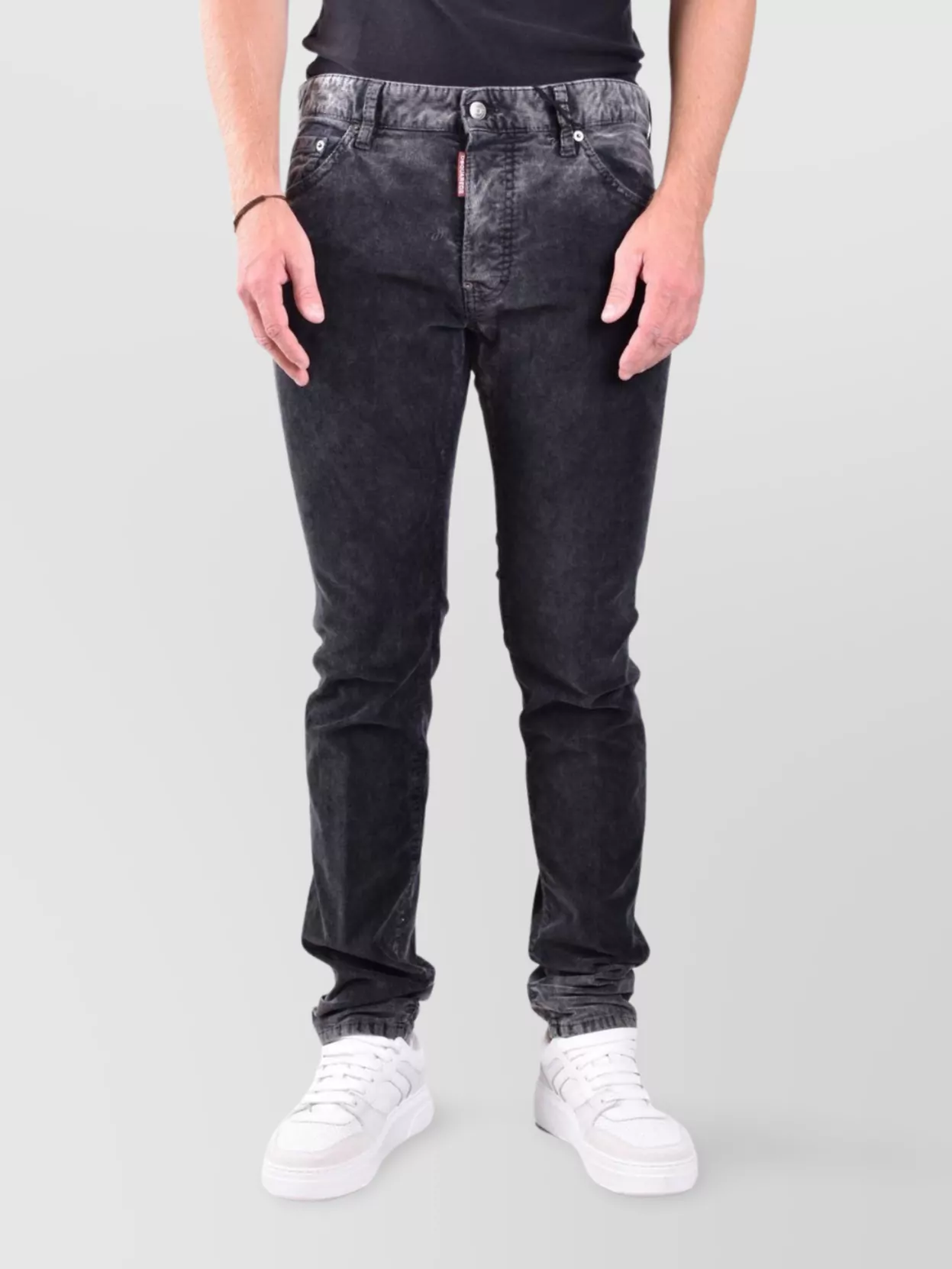 Dsquared2 Faded Wash Denim Trousers In Gray