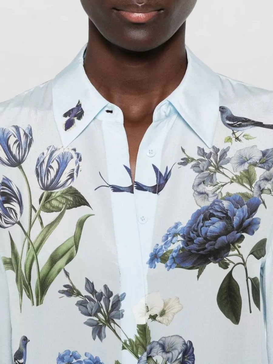 Alice + Olivia Silk Floral Print Shirt