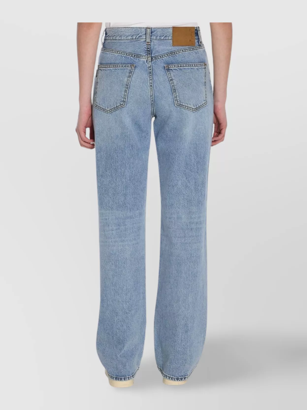 Haikure Wide-Leg Korean Denim Trousers With Suede Patch