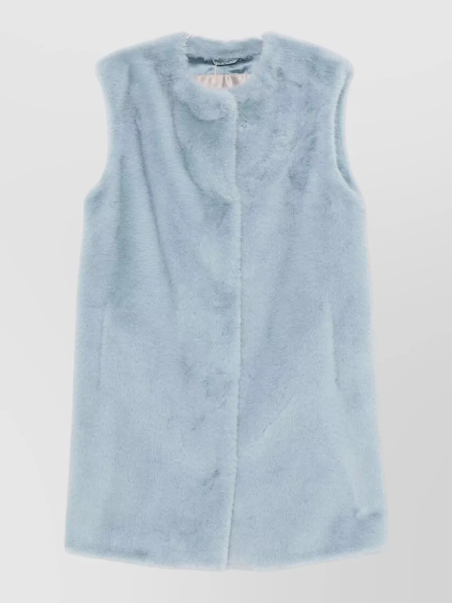Herno faux fur sleeveless round neck coat