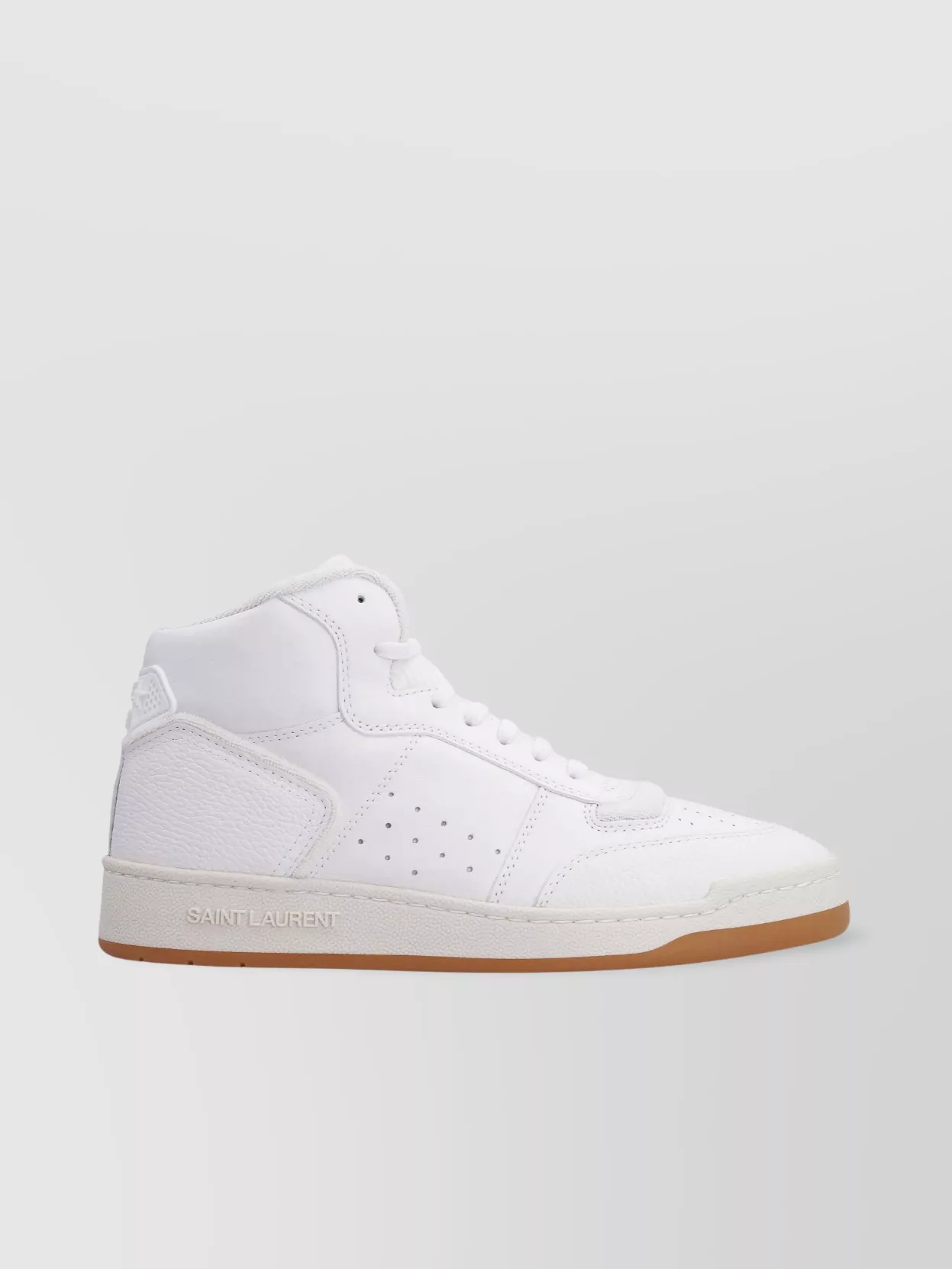 Saint Laurent Leather High-Top Sneakers Perforated Detailing