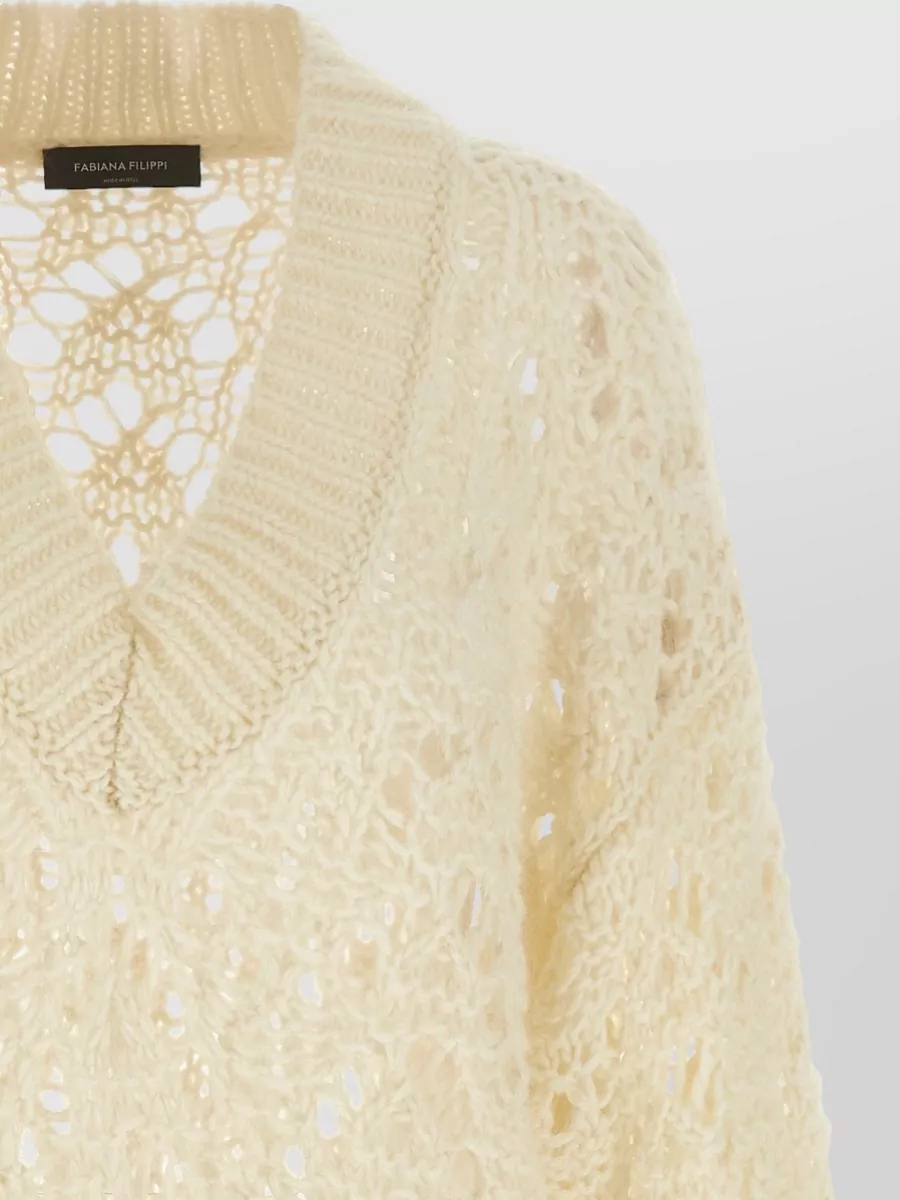 Fabiana Filippi Mohair Sweater Long Sleeves V Neckline