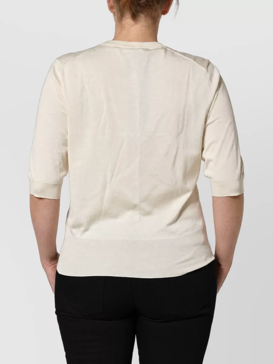 Dolce&Gabbana Silk 3/4 Sleeve Crewneck Top