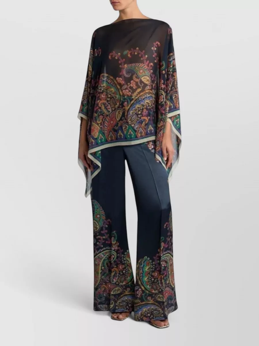 Etro Paisley Print Lightweight Cape With Draped Sleeves
