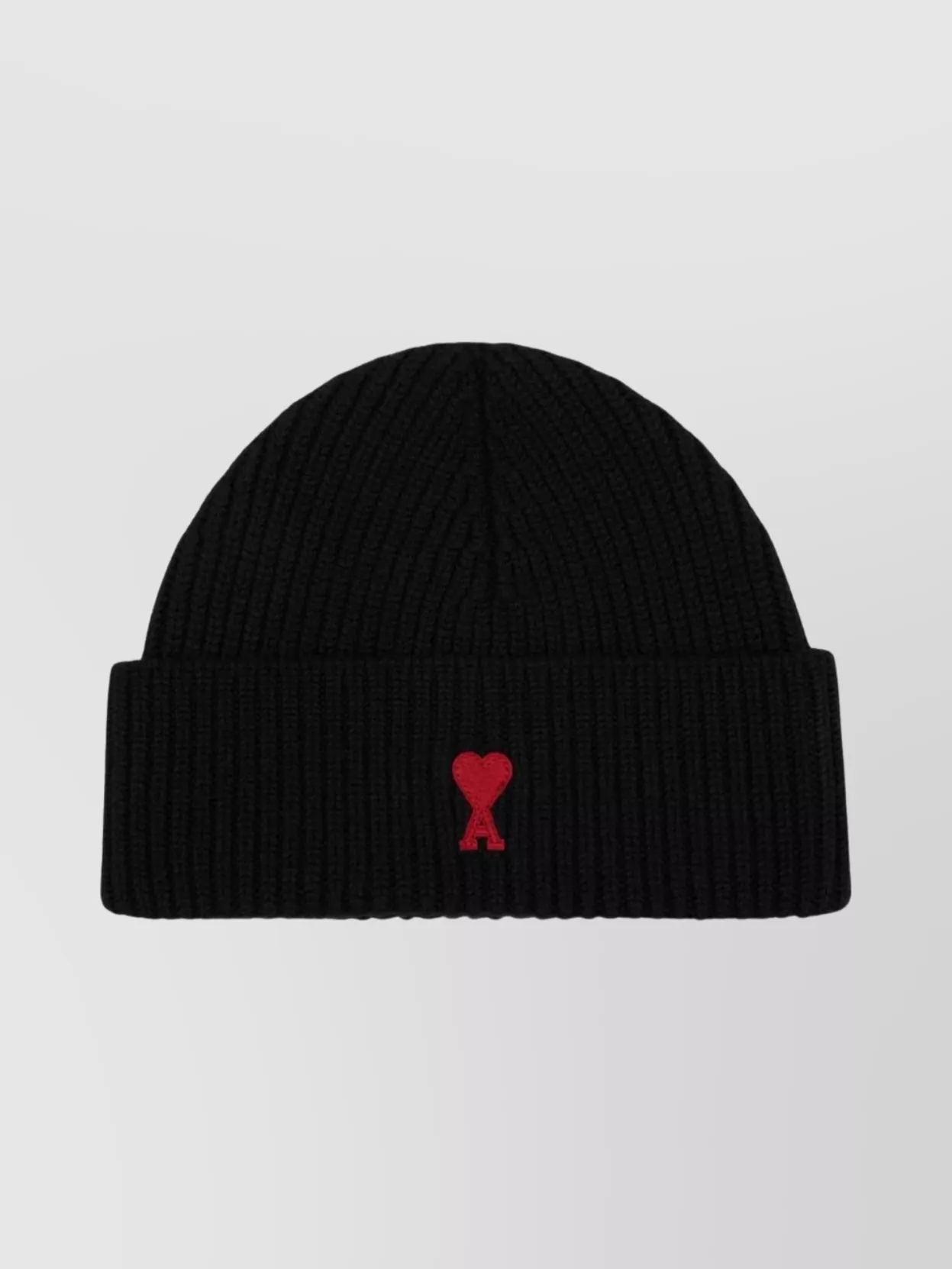 Ami Alexandre Mattiussi Wool Beanie With Ribbed Knit Design