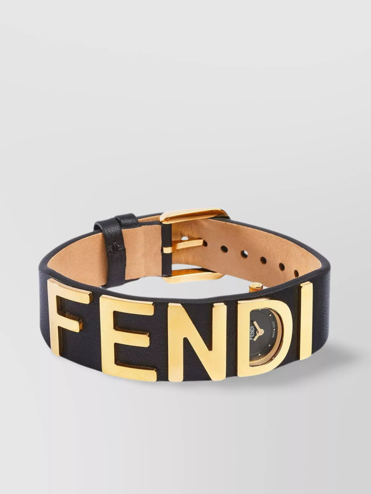Shop Fendi Signature Leather Belt With D-shaped Stainless Steel Casing In Cream
