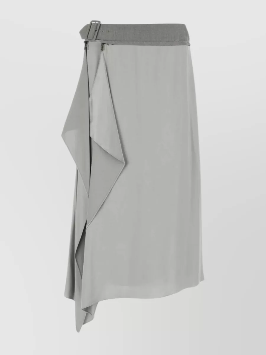 Shop Fendi Versatile Waistband Satin Skirt In Grey