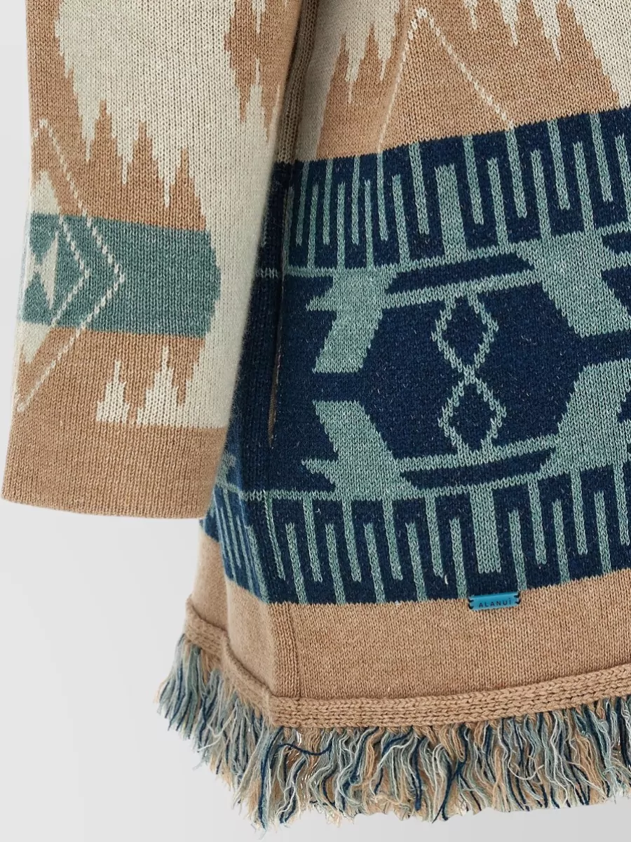 Alanui Icon Knit Cardigan Belt Fringe Pattern