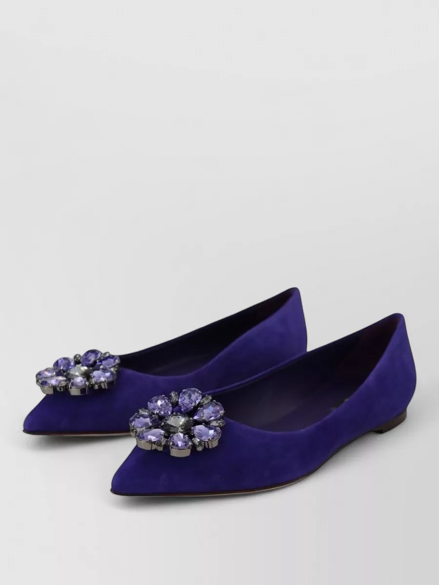 Dolce&Gabbana Suede Crystal-Embellished Ballerina Shoes