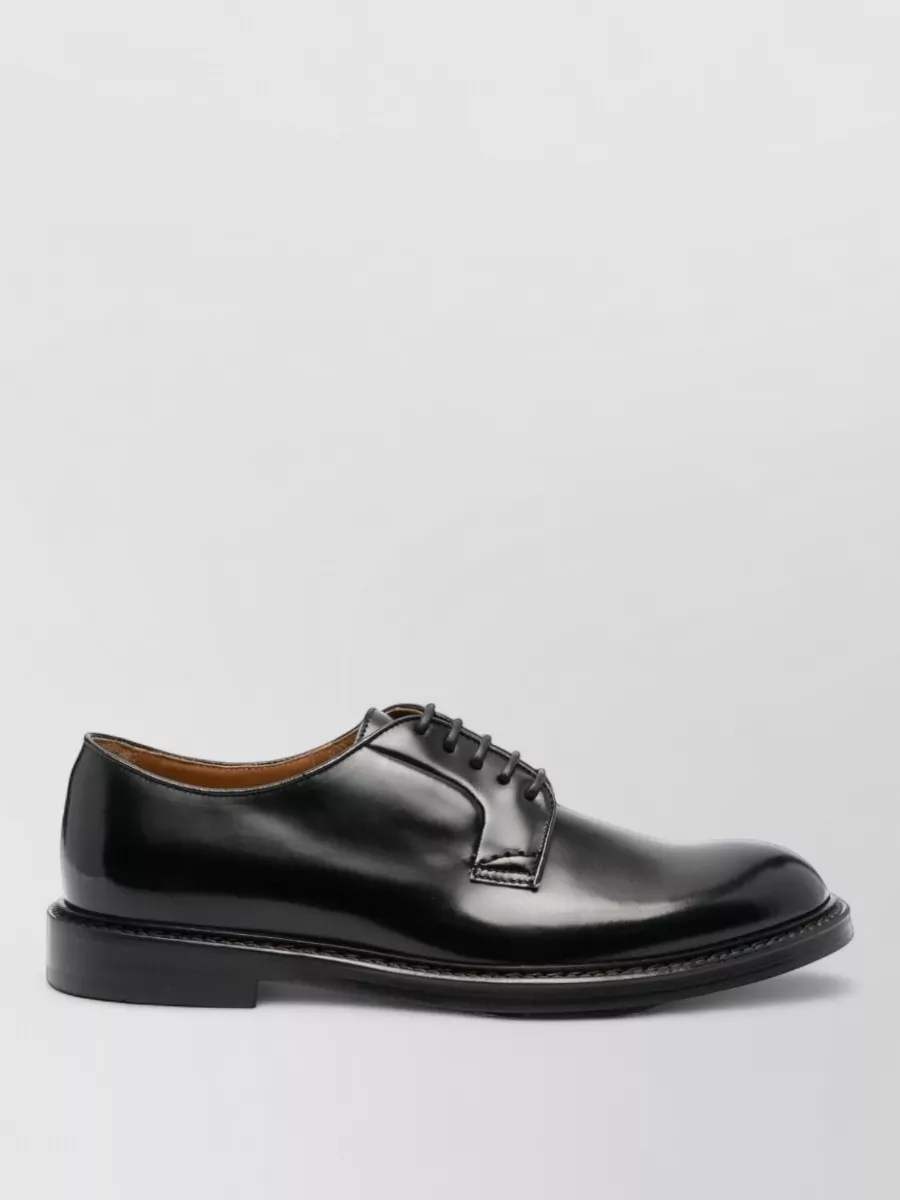 Doucal's Calfskin Leather Derby Shoes