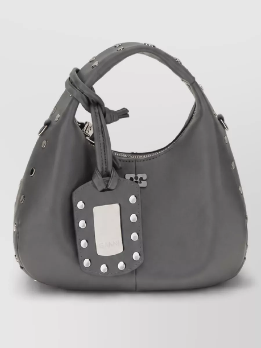 Ganni mini hobo studded leather shoulder bag