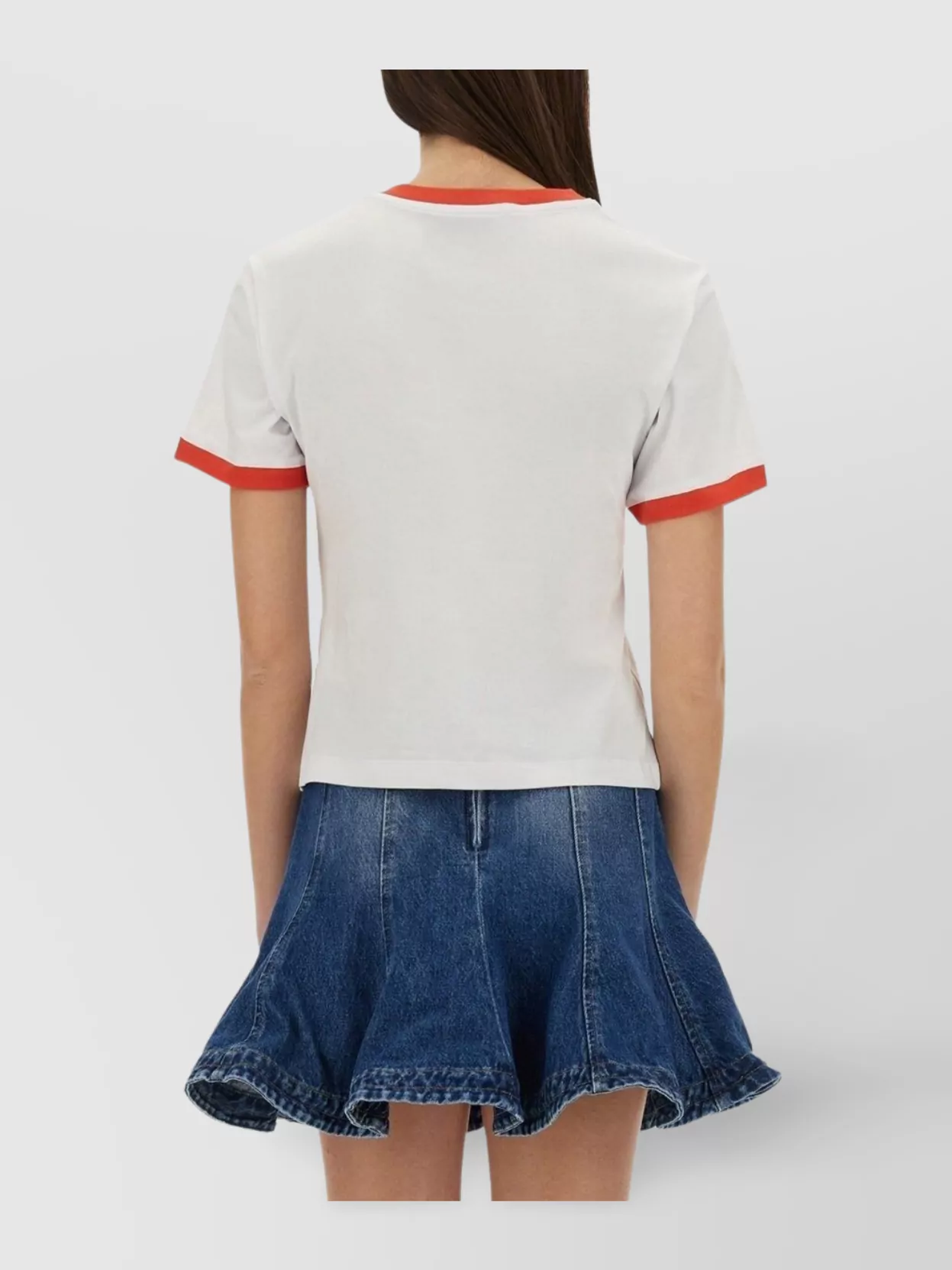 Msgm Logo Crew Neck T-Shirt With Contrast Trim