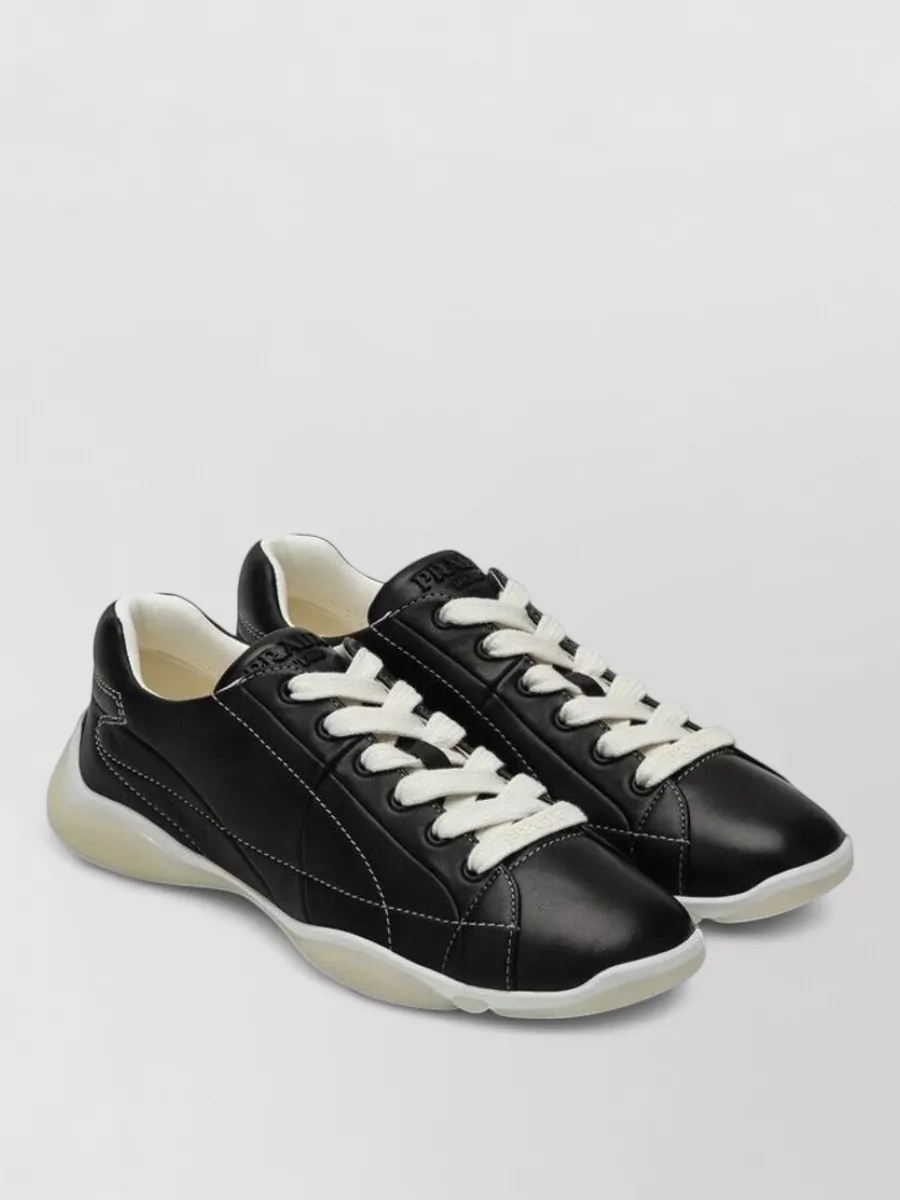 Prada Sneakers Contrast Sole Stitching Accents Design