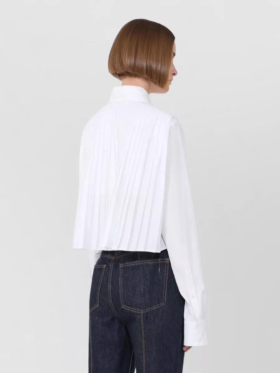 Sportmax Cropped Pleated-Back Cotton Shirt