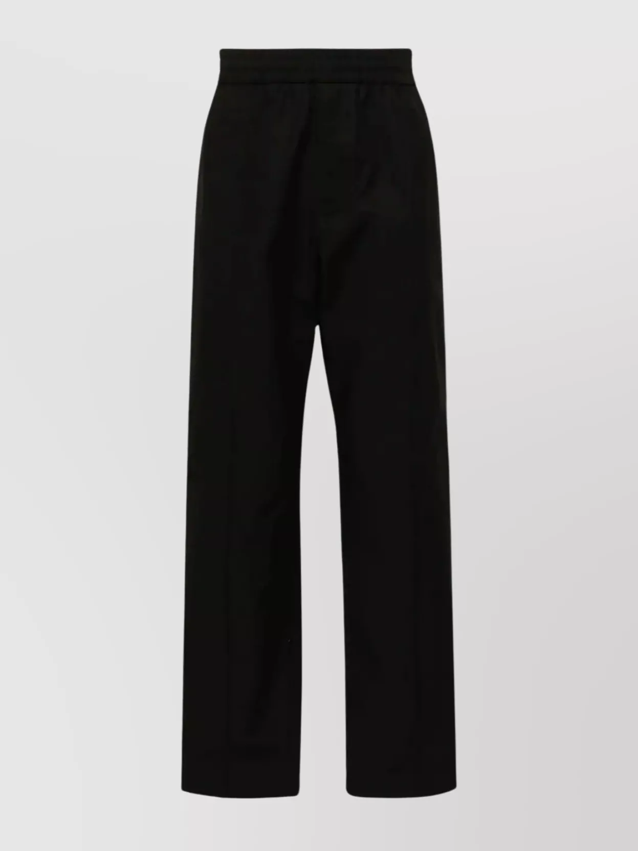 Shop Valentino Elastic Waist Straight Leg Trousers In Black