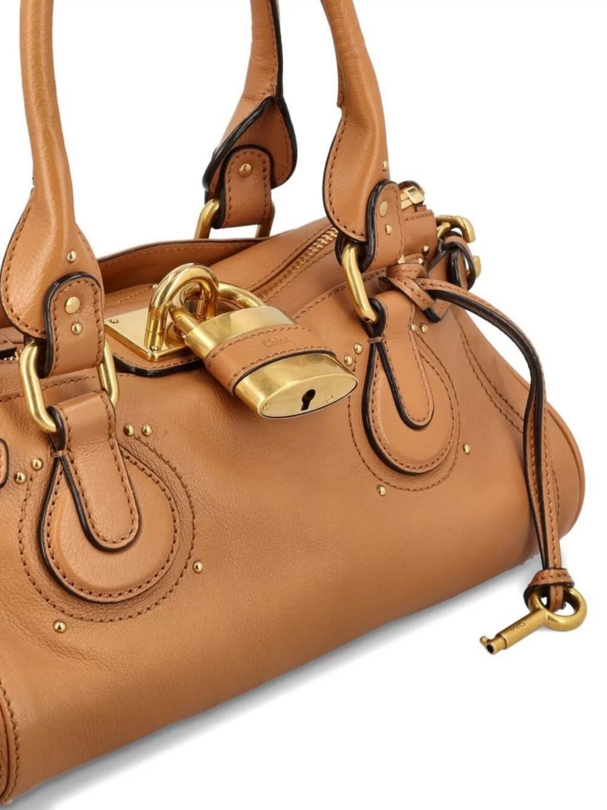 Chloé Paddington Brown Handbag With Two Top Handles And Padlock On The Front In Leather Woman In Brown