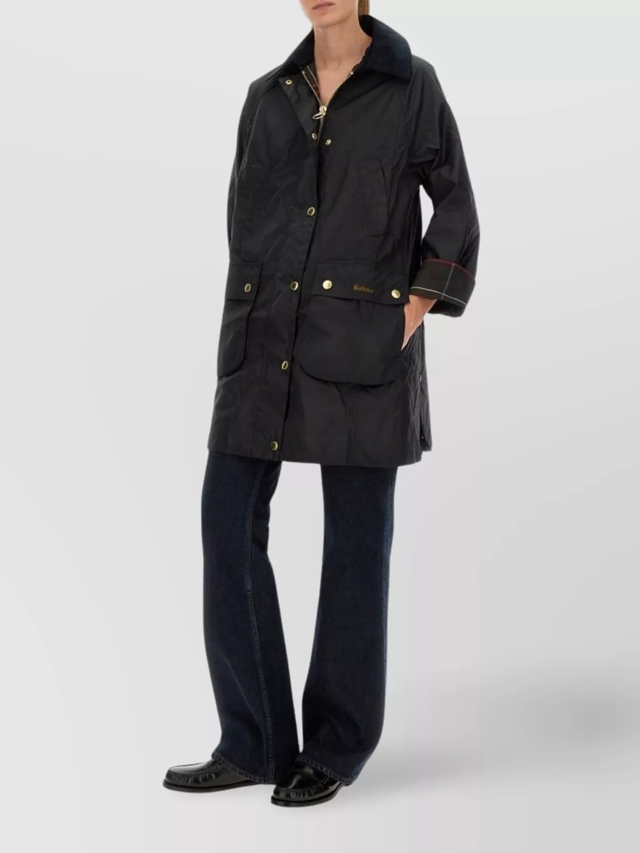 Barbour Long Jacket Flap Pockets