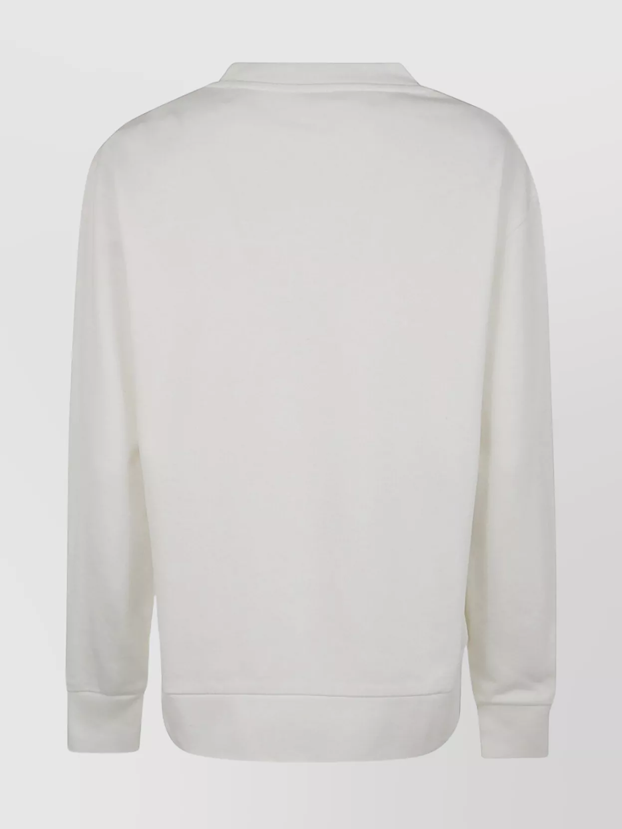 Moncler Round Neck Sweater With Ribbed Cuffs And Hem In White