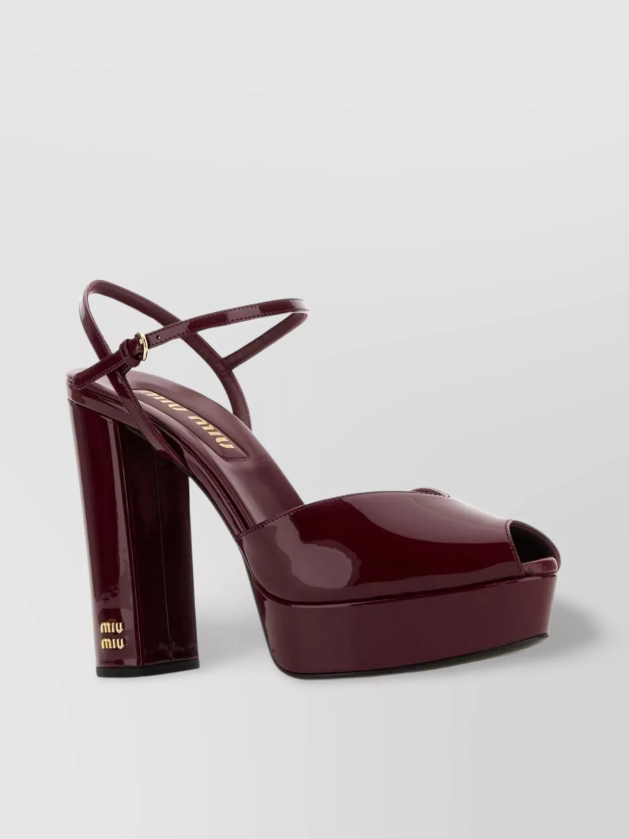Miu Miu Leather Block Heel Sandals With Patent Finish In Red