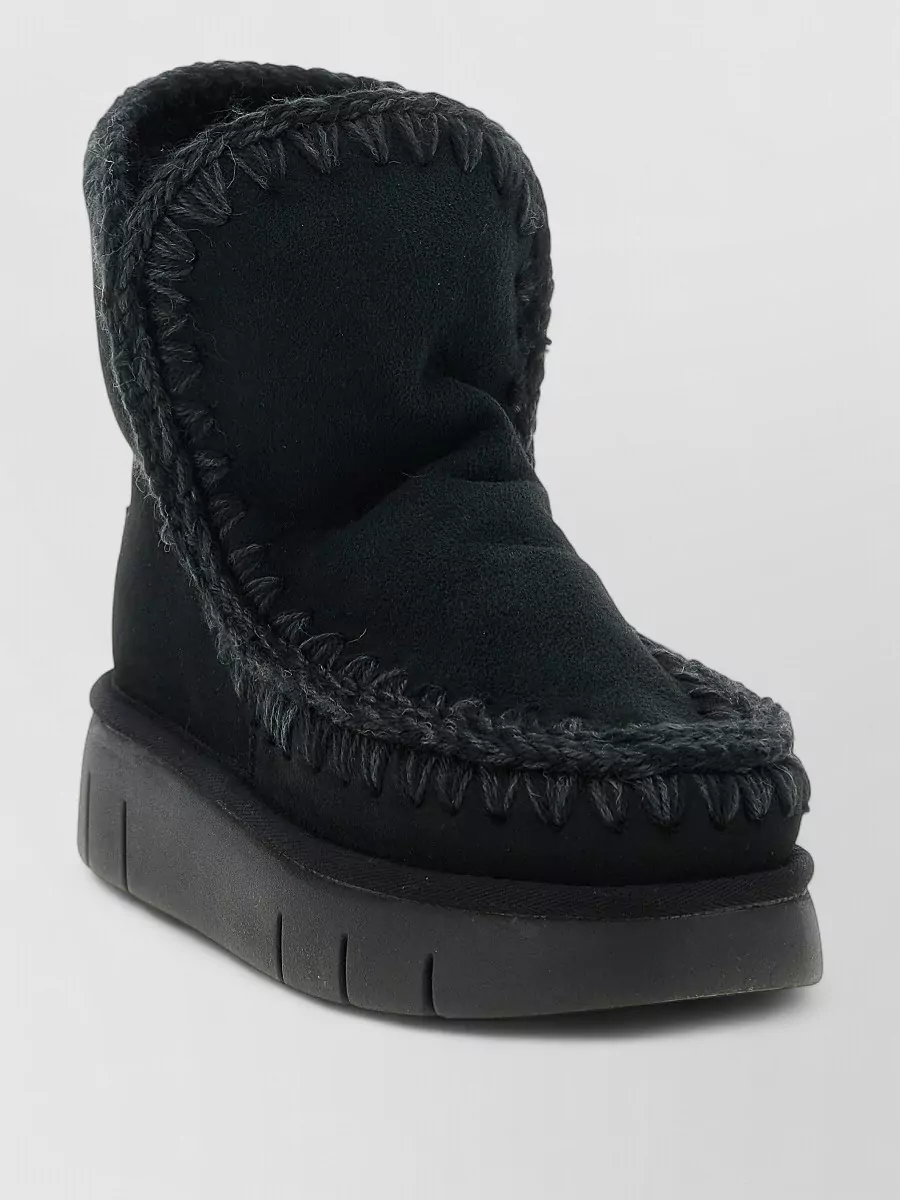 Mou lamb leather fur lined ankle boots