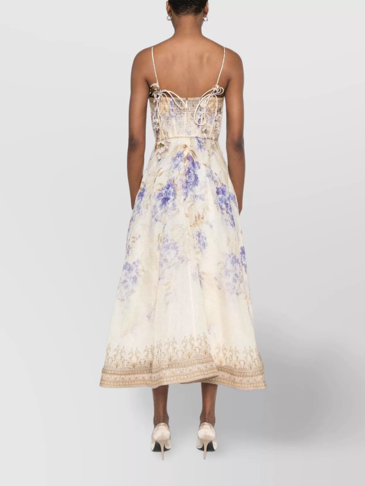Zimmermann Dawning Belted Floral-print Linen And Silk-blend Midi Dress