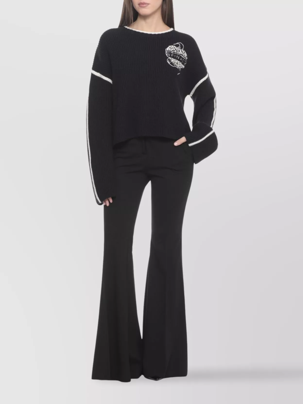 Pinko Ribbed Knit Sweater Long Sleeves