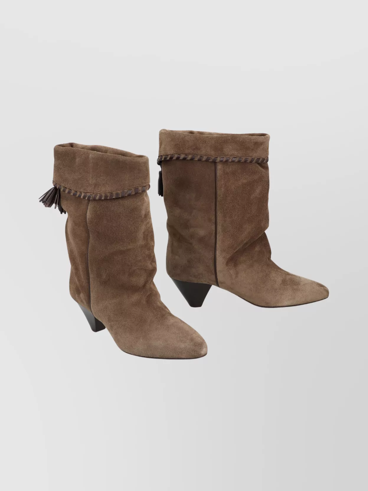 Isabel Marant Suede Ankle Boots Featuring Cone Heel In Brown