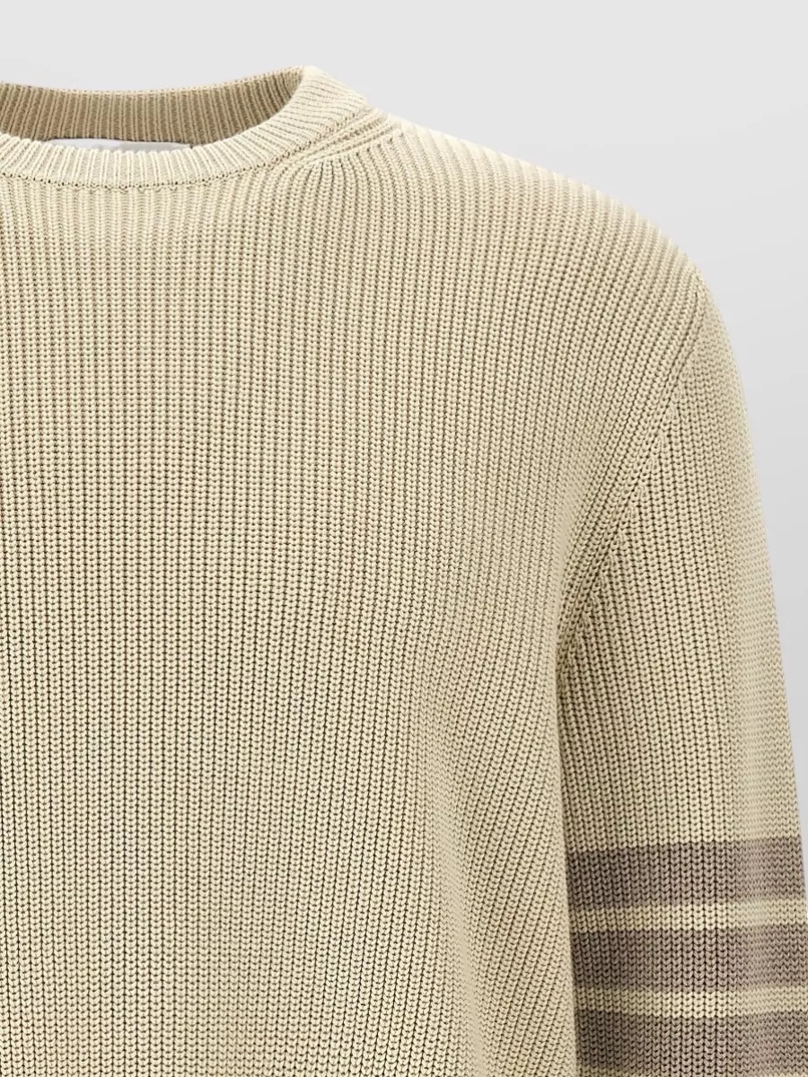 Thom Browne Stripe Detail Crew Neck Sweater Buttons