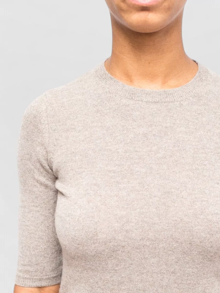 La Rose Cashmere 3/4-Sleeve Knitted Top