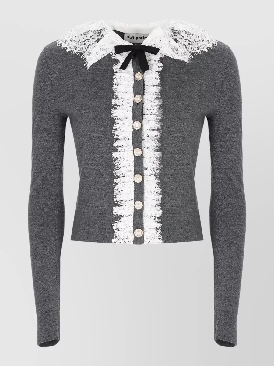 Self-Portrait wool lace collar knit cardigan