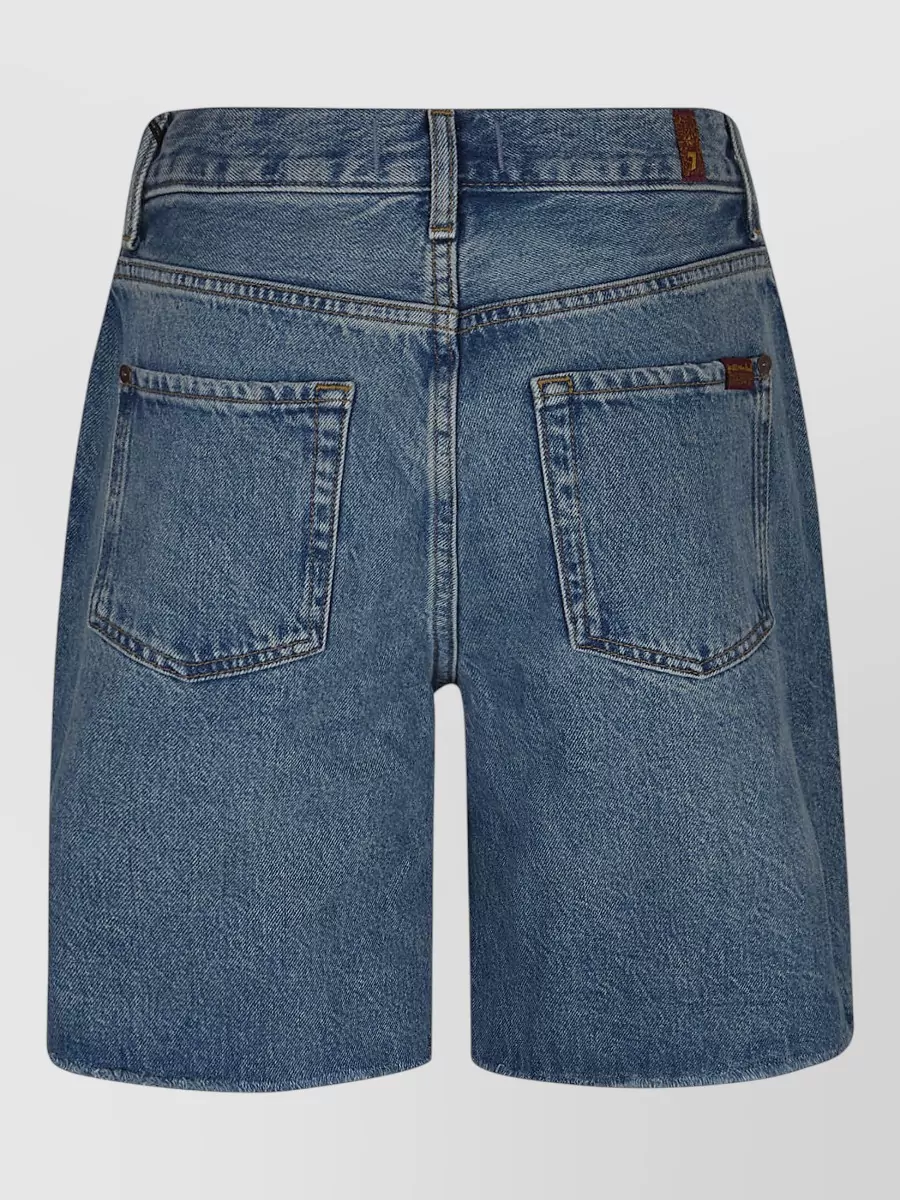 7 For All Mankind Denim Mid-Rise Straight-Leg Knee-Length Shorts
