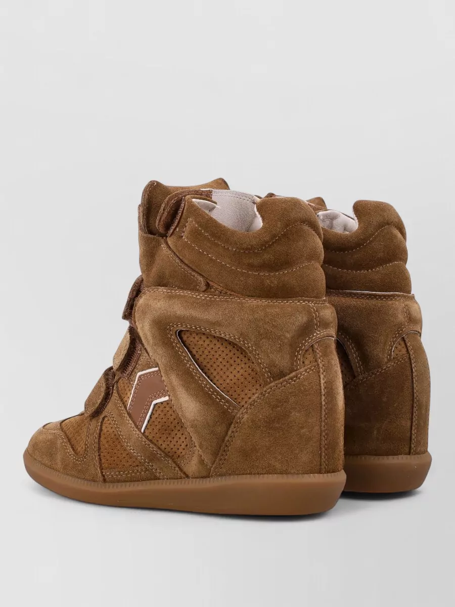 Isabel Marant Ankle Sneaker Wedge Heel Suede Perforated In Brown