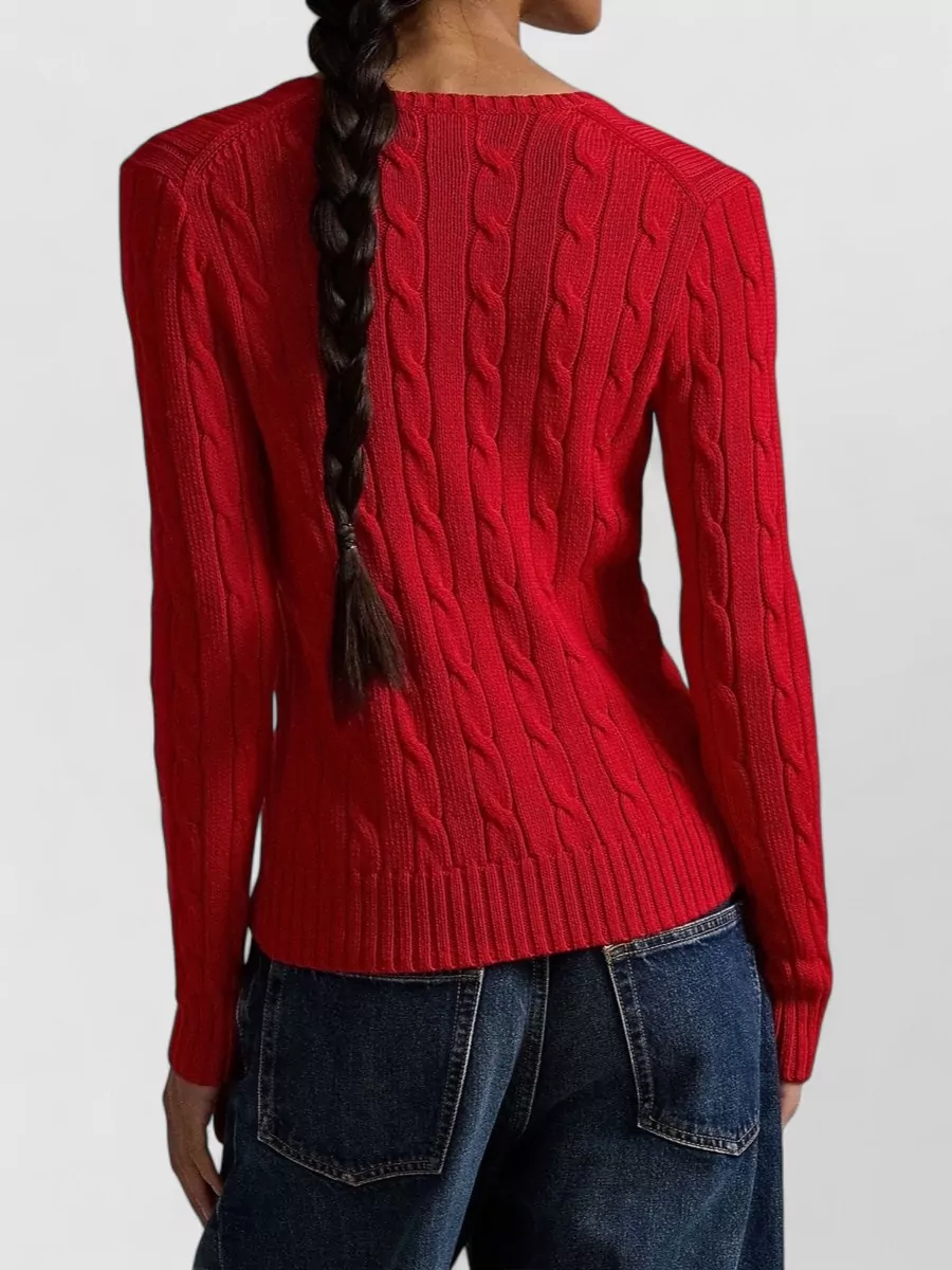 Polo Ralph Lauren Kimberly Cable Knit V Neck Pullover Sweater