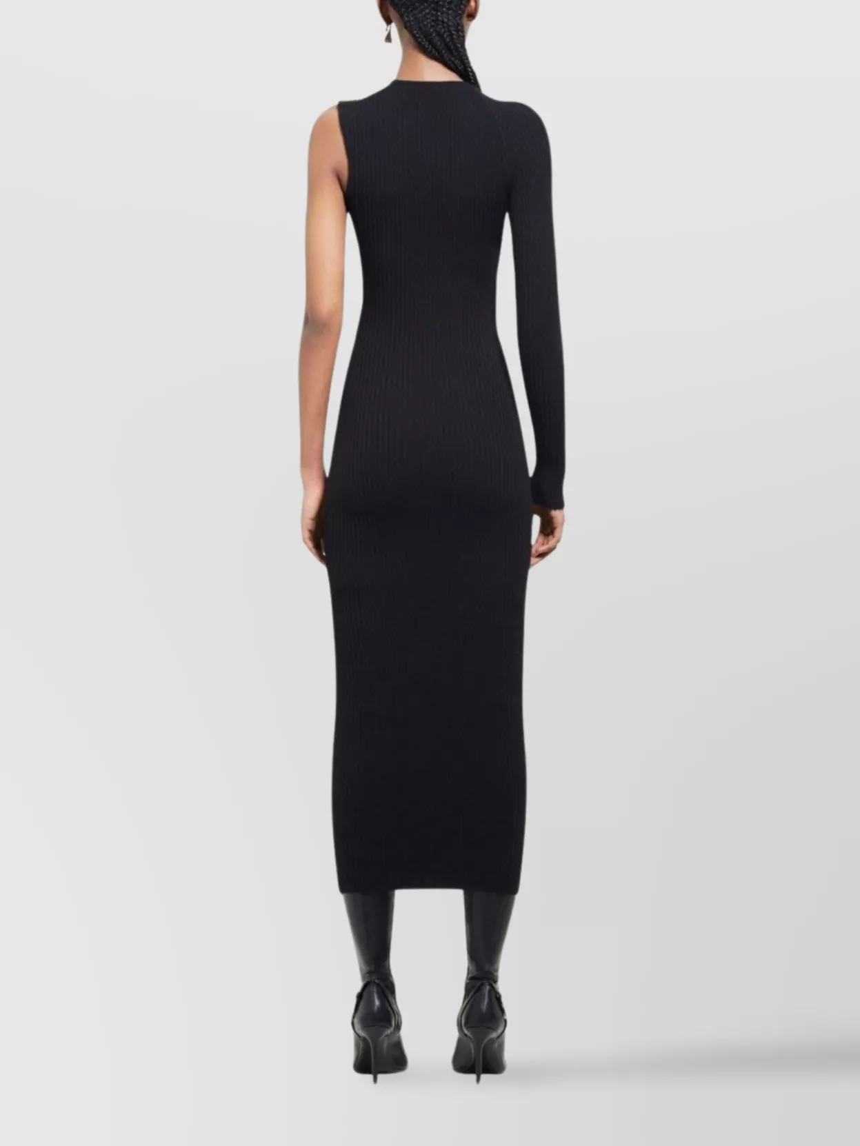 Courrèges One-Shoulder Ribbed Midi Dress