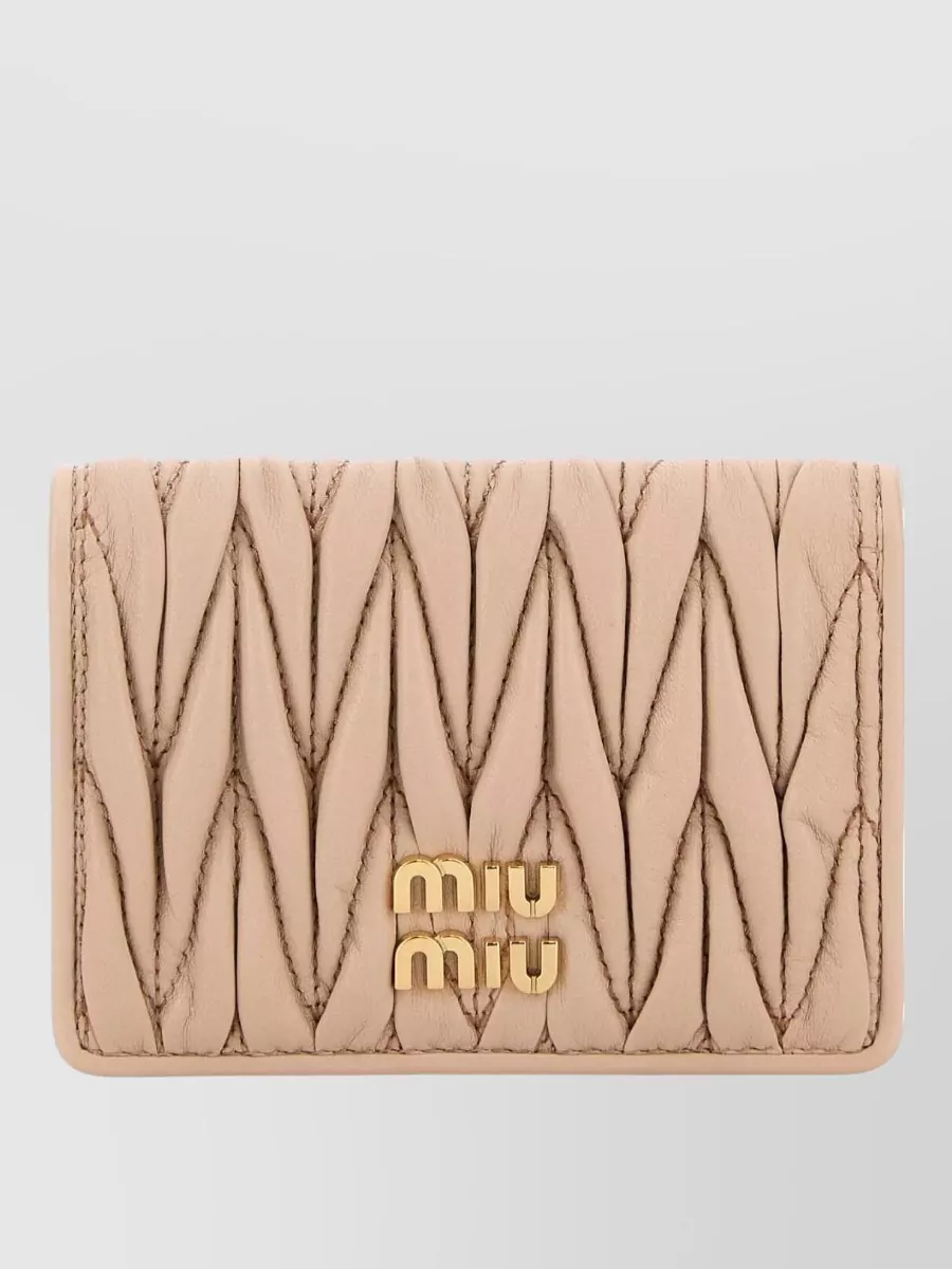 Miu Miu Nappa Leather Card Holder Quilted Foldover