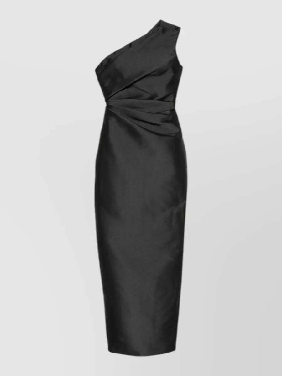 Solace London Satin one-shoulder sleeveless pleated maxi dress
