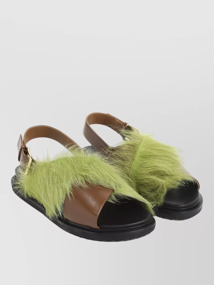 Marni Fussbett Leather Calfskin Cross Strap Sandals