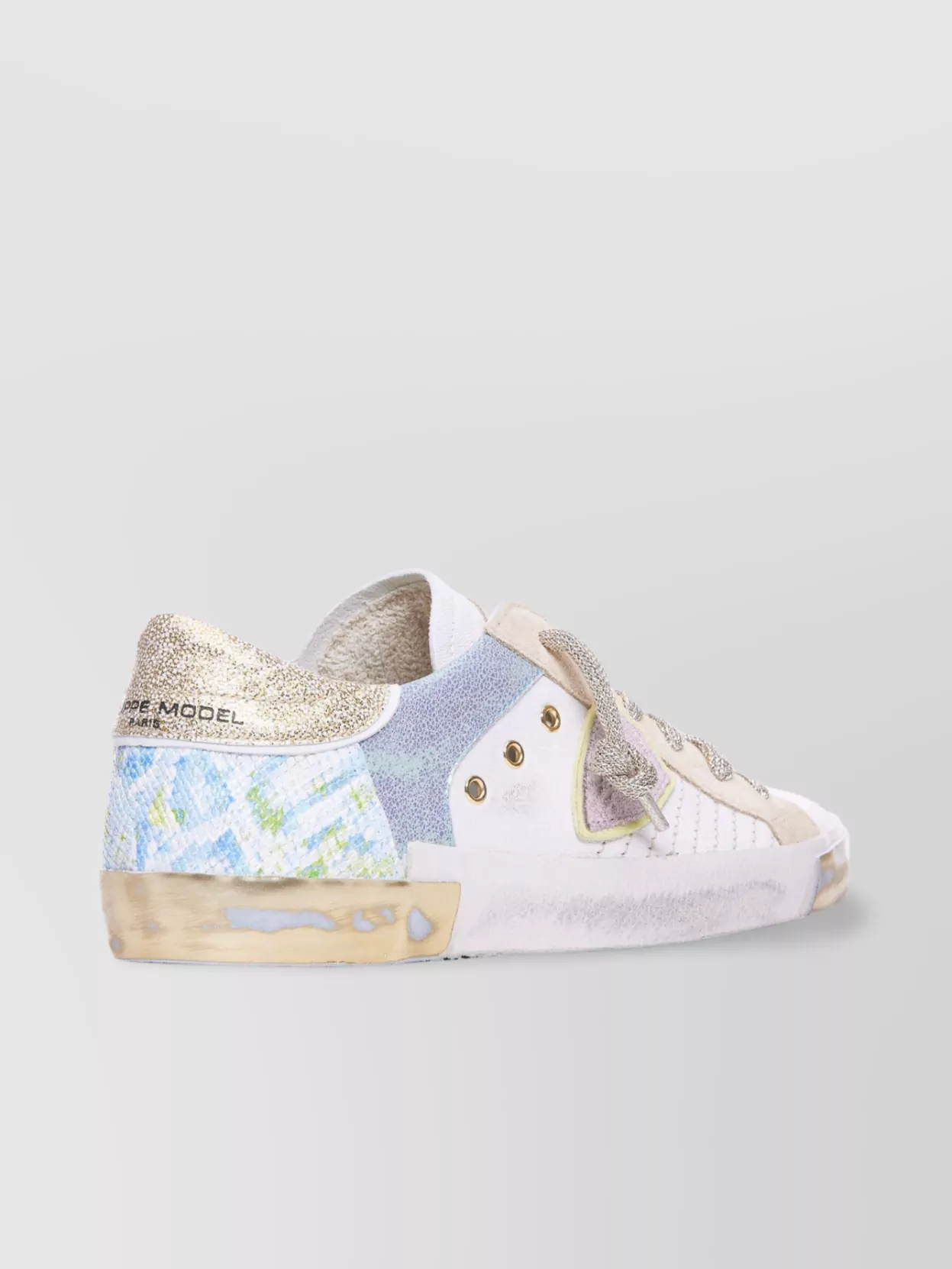 Philippe Model Low Top Leather Sneakers With Metallic Accents