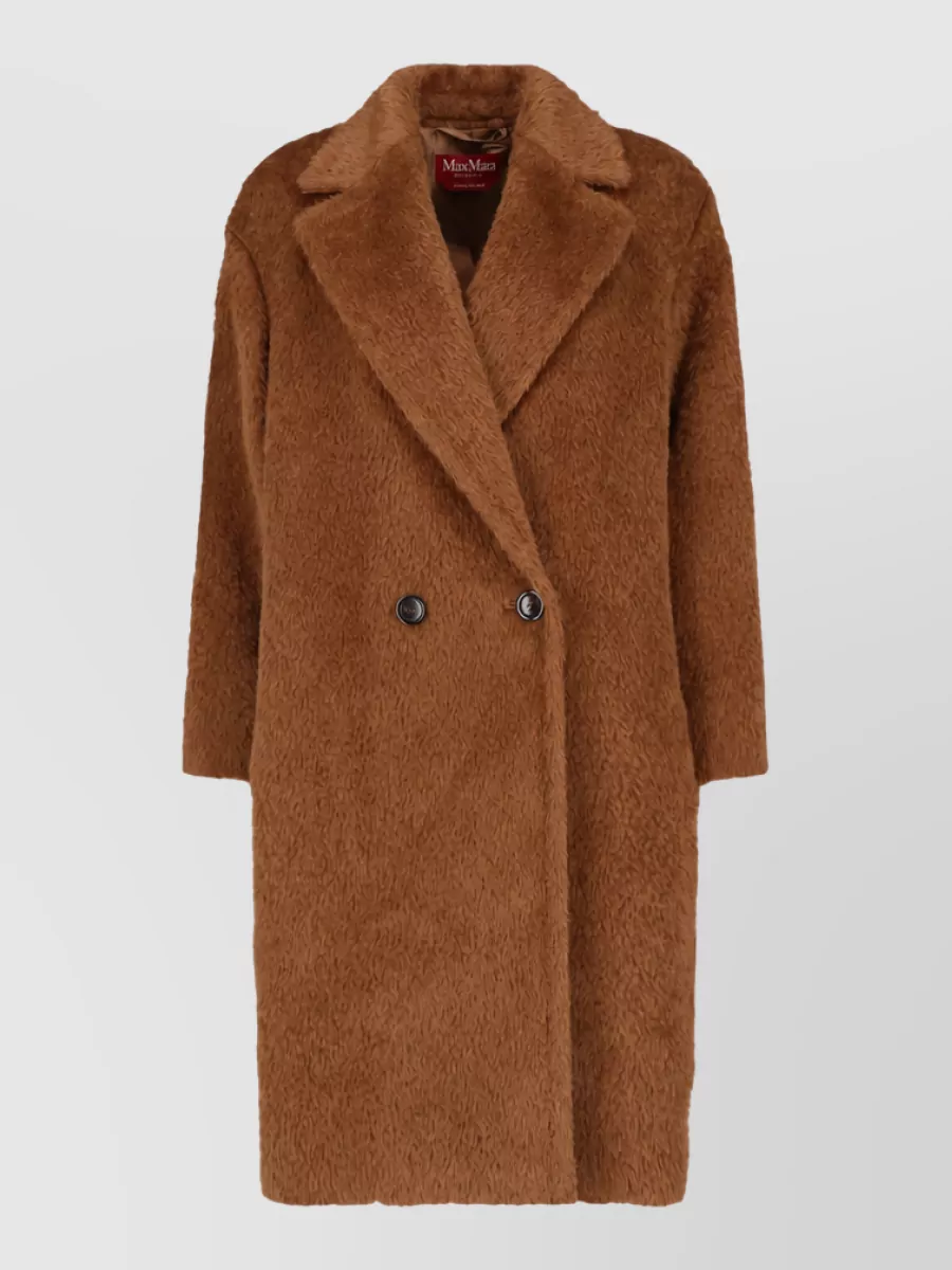 S Max Mara Alpaca virgin wool brushed double-breasted jacket