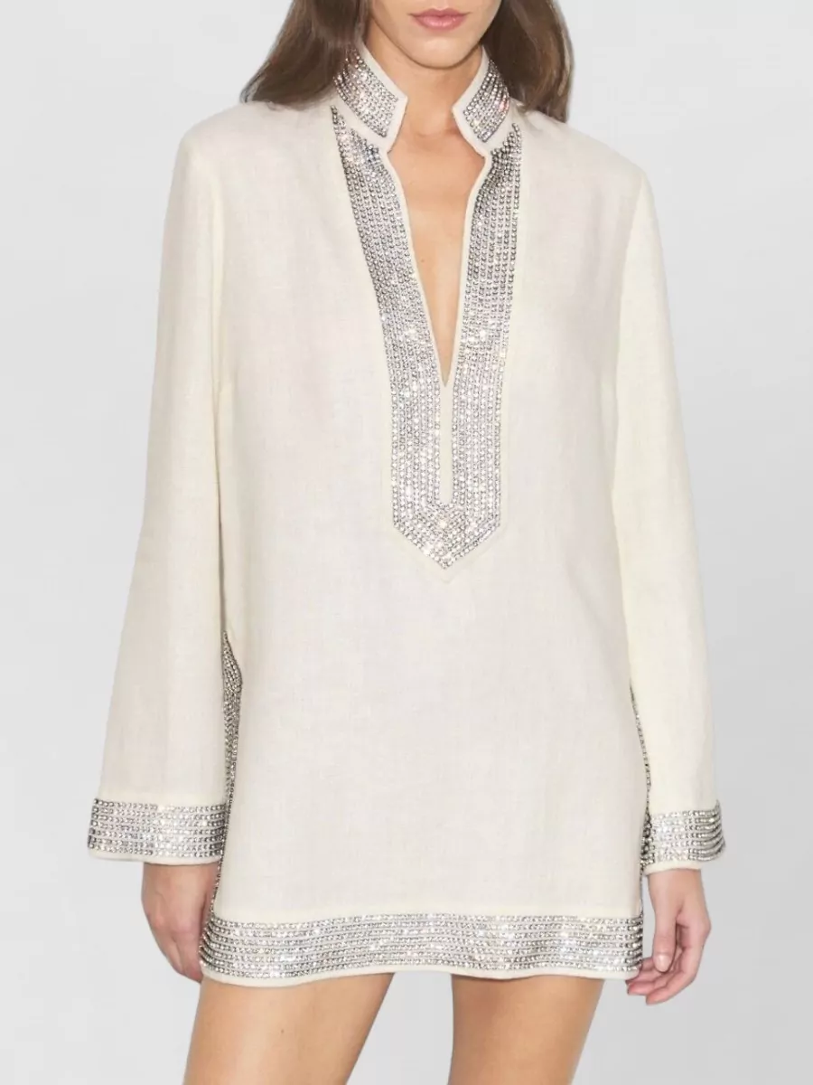 Tory Burch Linen Crystal Embellished Tunic