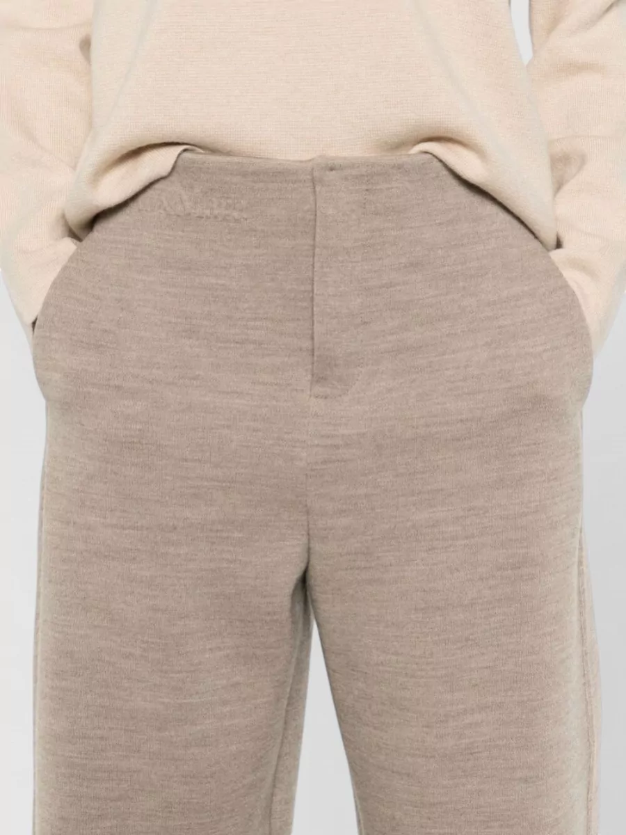 Max Mara Wool Cotton Wide Leg Trousers Pockets