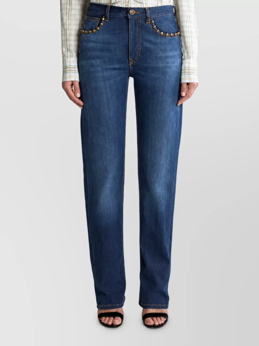Etro Studded Straight-Leg Jeans
