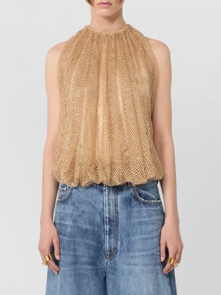 Sportmax Bubble Hem Chainmail Mesh Halterneck Top